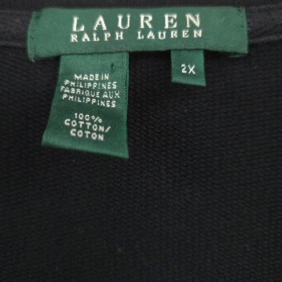 Lauren Ralph Lauren womens black knit shaket jacket Size 2X Field Military brass - Picture 7 of 12
